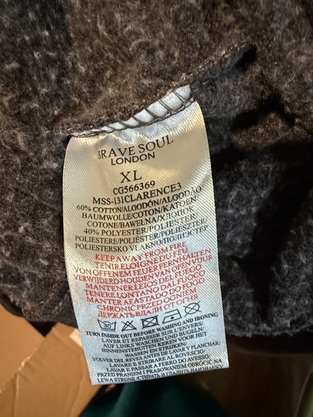 Brave Soul Hooded Pullover Sweatshirt - Charcoal Gray - Picture 4 of 5